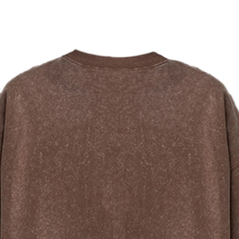 Bamboo Leaf Pattern Short Sleeve Heavy Fabric Acid Washed Men's T-shirt Men Woman Streetwear Oversized Loose Tops Summer Tees - The Discount Plug