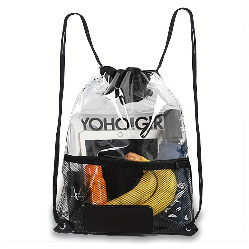 Waterproof Drawstring Backpack - Portable, Clear PVC Bag for Travel, Gym, Sport, Beach (1pc)