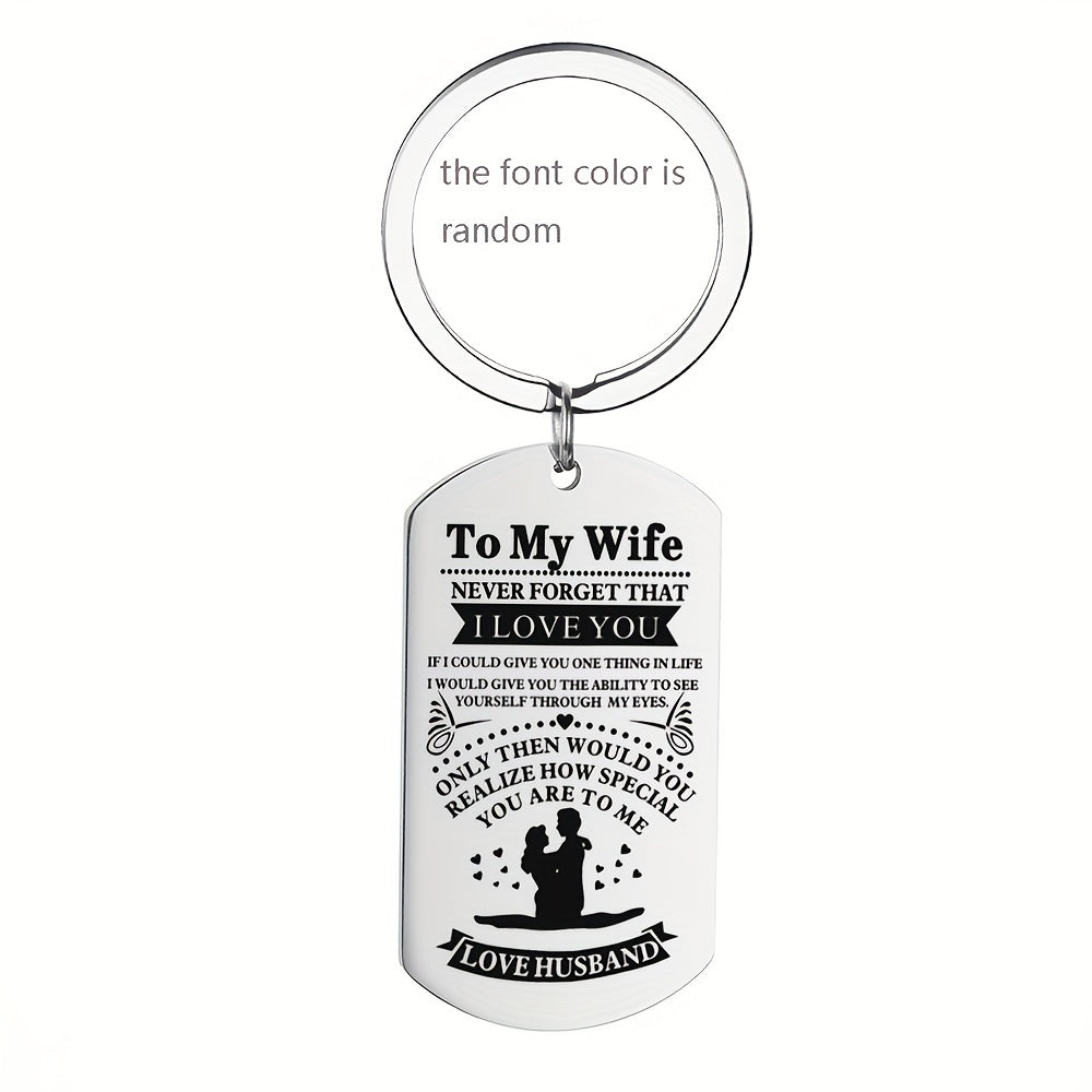 1pc, TO MY WIFE Valentine's Day Thanksgiving Military Card Creative Keychain, Backpack Pendant, Bag Charms, Birthday Gifts, Party Favors