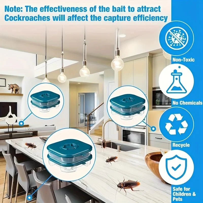 Efficient No - Bait Cockroach Trap - Reusable Insect & Pest Control Box for Roaches, Spiders, Ants Household Gadgets Catching Box - The Discount Plug