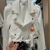 Korean version of the long - sleeved motorcycle jacket jacket women's spring and autumn new fashion temperament Joker suit collar - The Discount Plug