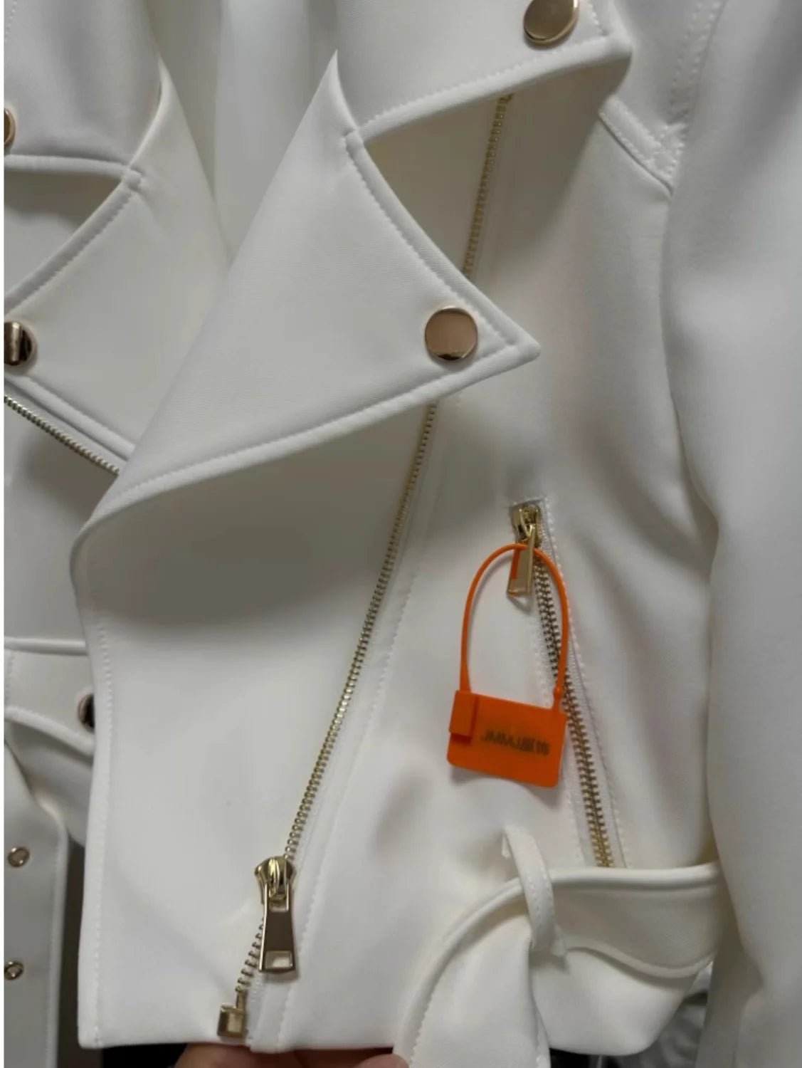 Korean version of the long - sleeved motorcycle jacket jacket women's spring and autumn new fashion temperament Joker suit collar - The Discount Plug