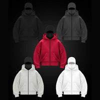 Men and women Balaclava Y2K Gothic Harajuku winter new item double hooded sweatshirt men's hooded mask zipper sportswear - The Discount Plug