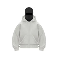 Men and women Balaclava Y2K Gothic Harajuku winter new item double hooded sweatshirt men's hooded mask zipper sportswear - The Discount Plug