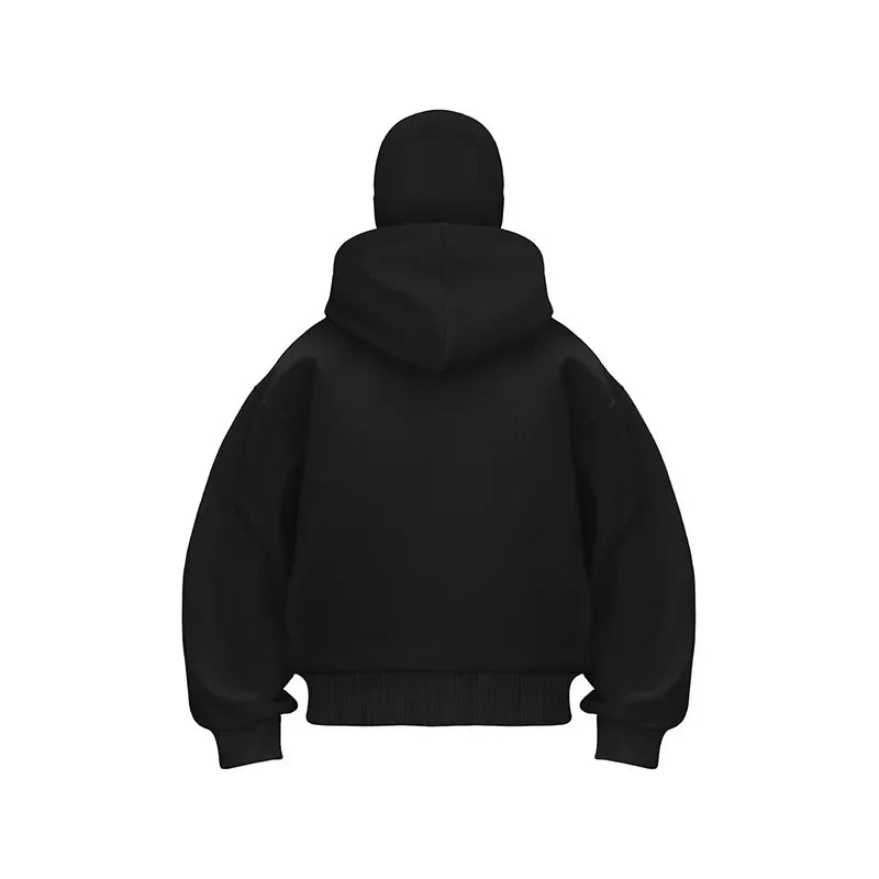 Men and women Balaclava Y2K Gothic Harajuku winter new item double hooded sweatshirt men's hooded mask zipper sportswear - The Discount Plug