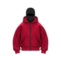 Men and women Balaclava Y2K Gothic Harajuku winter new item double hooded sweatshirt men's hooded mask zipper sportswear - The Discount Plug