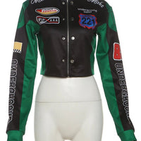 Nibber Hipster Patchwork Jacket Women Y2K Letter Print Hipster Uniform Street Single - Breasted Hipster Autumn Trend Zip Coats - The Discount Plug