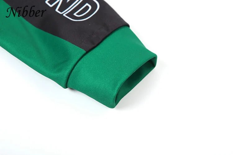 Nibber Hipster Patchwork Jacket Women Y2K Letter Print Hipster Uniform Street Single - Breasted Hipster Autumn Trend Zip Coats - The Discount Plug