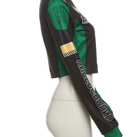 Nibber Hipster Patchwork Jacket Women Y2K Letter Print Hipster Uniform Street Single - Breasted Hipster Autumn Trend Zip Coats - The Discount Plug