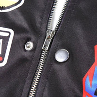 Nibber Hipster Patchwork Jacket Women Y2K Letter Print Hipster Uniform Street Single - Breasted Hipster Autumn Trend Zip Coats - The Discount Plug