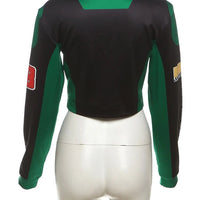 Nibber Hipster Patchwork Jacket Women Y2K Letter Print Hipster Uniform Street Single - Breasted Hipster Autumn Trend Zip Coats - The Discount Plug