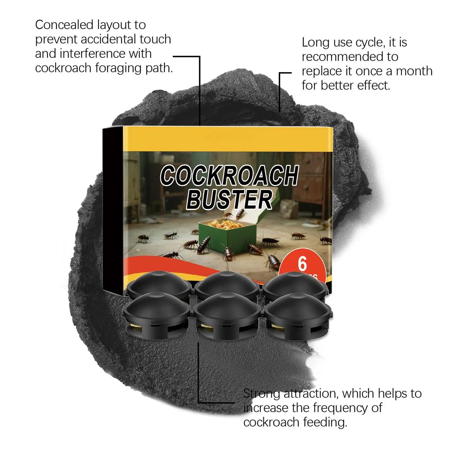 Roach Bait Cockroach Attractant for Home Noxious Animal Control Supplies for Bathroom Kitchen Backyard Break Room Community - The Discount Plug