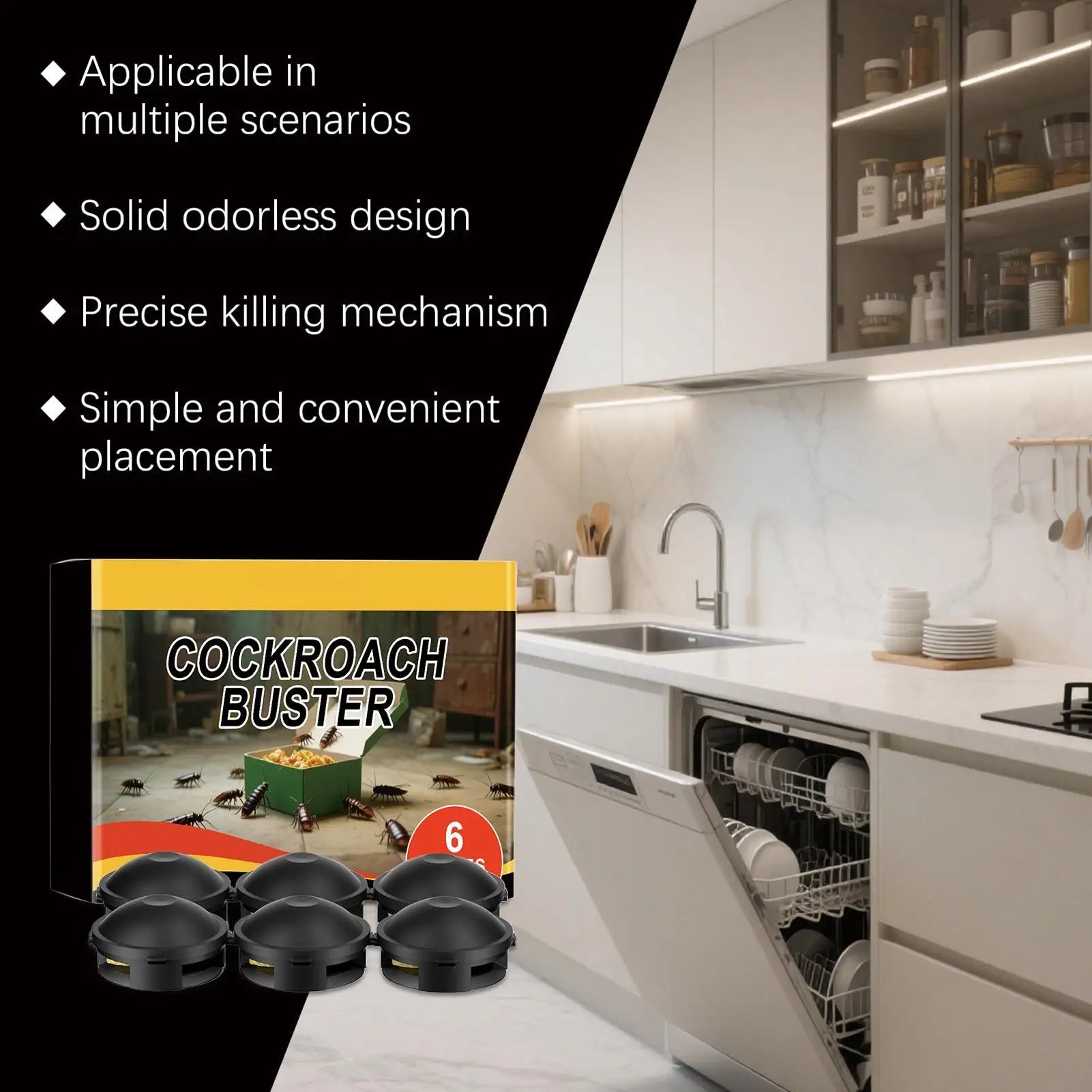 Roach Bait Cockroach Attractant for Home Noxious Animal Control Supplies for Bathroom Kitchen Backyard Break Room Community - The Discount Plug