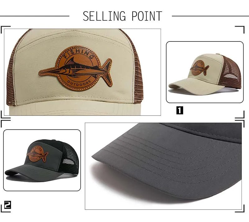 Shark Leather Label Men's Baseball Cap Casual 7 Panel Style Trucker Hat Fashion Hip Hop Mesh Caps Summer Women Visor Hats Unisex - The Discount Plug