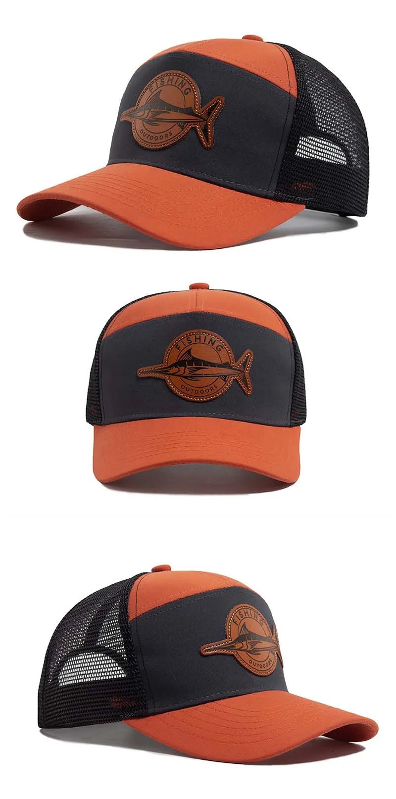 Shark Leather Label Men's Baseball Cap Casual 7 Panel Style Trucker Hat Fashion Hip Hop Mesh Caps Summer Women Visor Hats Unisex - The Discount Plug