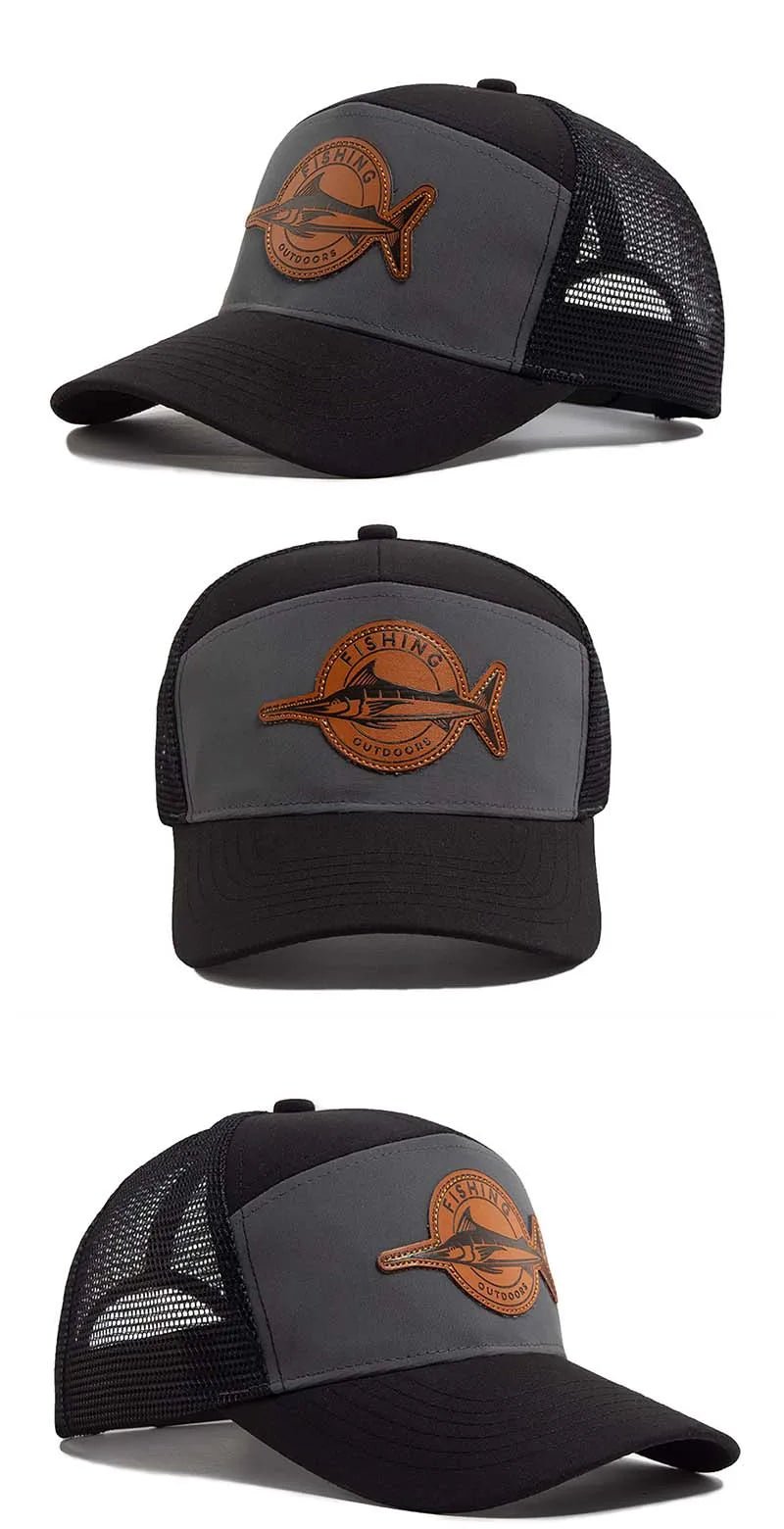 Shark Leather Label Men's Baseball Cap Casual 7 Panel Style Trucker Hat Fashion Hip Hop Mesh Caps Summer Women Visor Hats Unisex - The Discount Plug