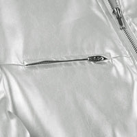Spicy girl street personality slim fit exposed navel versatile silver stand up collar zipper short jacket - The Discount Plug