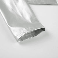 Spicy girl street personality slim fit exposed navel versatile silver stand up collar zipper short jacket - The Discount Plug