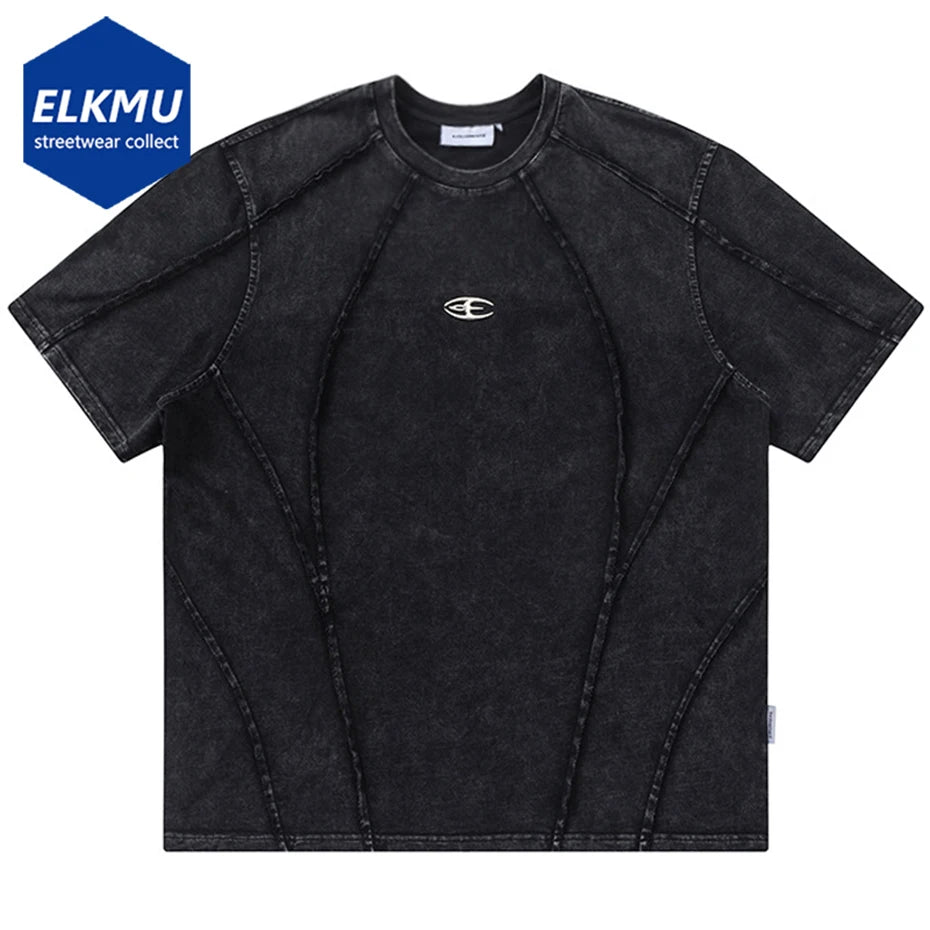 Streetwear Patchwork T-shirts Hip Hop Harajuku Oversized Tee Shirt 2025 Men Fashion Punk Y2K T Shirts Black Loose Tshirt Top - The Discount Plug