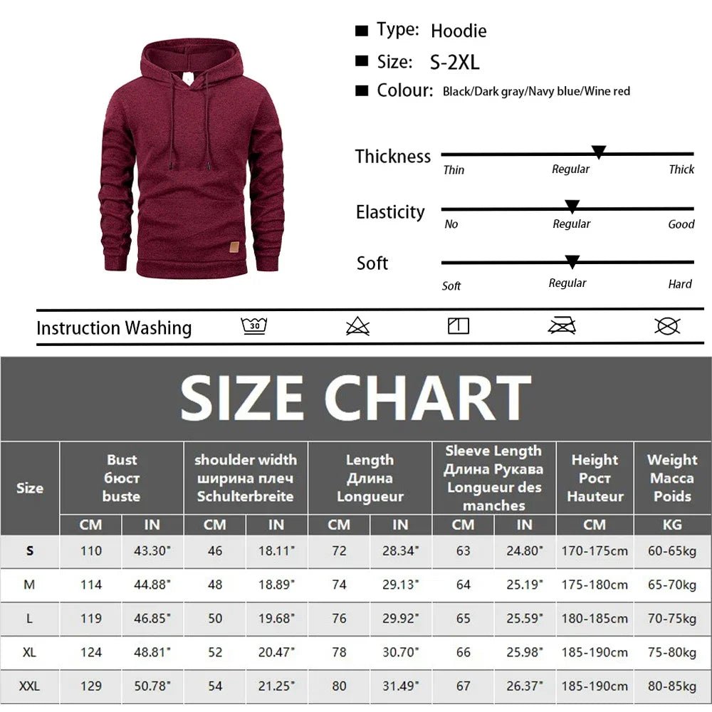 Sweatshirt New Spring Autumn Streetwear Fashion Outwear Men's Solid Color Hooded Hoodies Casual Loose Fleece Coats Men Clothing - The Discount Plug