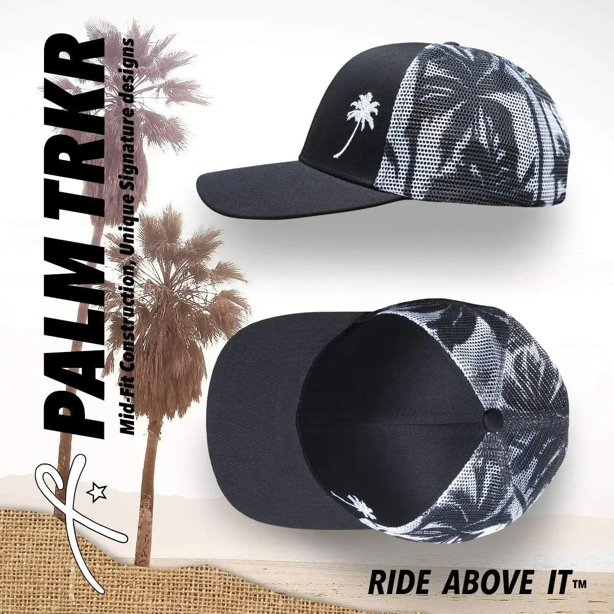 Trucker Cool Designs Breathable Coconut Tree Embroidery Baseball Outdoor Shade Sun Protection Mesh Cap Men's and Women's Sun Hat - The Discount Plug