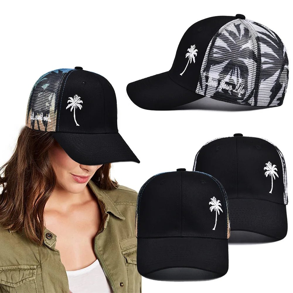 Unisex Adjustable Baseball Cap Coconut Tree Pattern Outdoor Summer Trucker Hat Streetwear Cap For Men And Women Snapback Hats - The Discount Plug