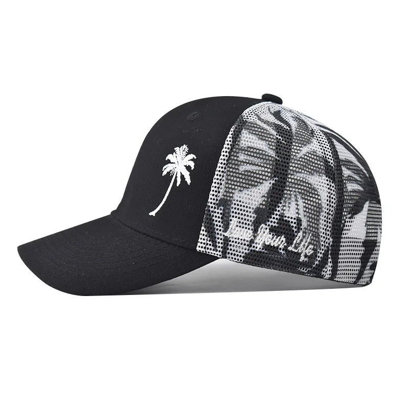Unisex Adjustable Baseball Cap Coconut Tree Pattern Outdoor Summer Trucker Hat Streetwear Cap For Men And Women Snapback Hats - The Discount Plug