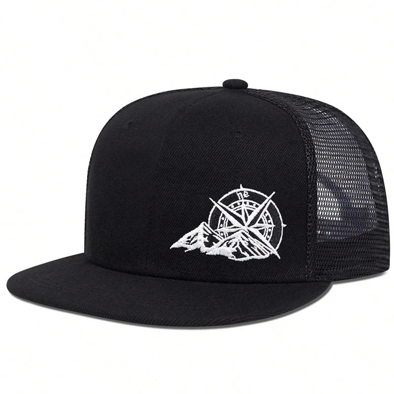 Unisex Compass Mountain Embroidery Baseball Net Hats Spring Summer Outdoor Adjustable Casual Hip - hop Trucker Caps Sunscreen Hat - The Discount Plug