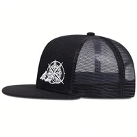 Unisex Compass Mountain Embroidery Baseball Net Hats Spring Summer Outdoor Adjustable Casual Hip - hop Trucker Caps Sunscreen Hat - The Discount Plug