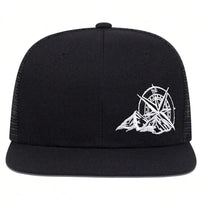 Unisex Compass Mountain Embroidery Baseball Net Hats Spring Summer Outdoor Adjustable Casual Hip - hop Trucker Caps Sunscreen Hat - The Discount Plug