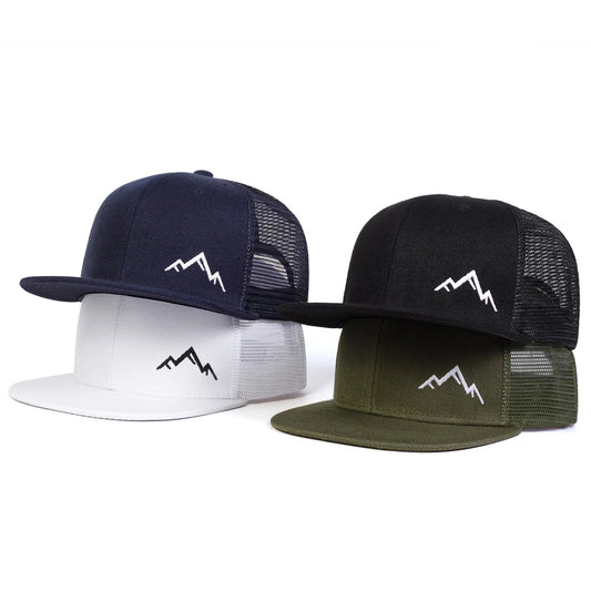 Unisex Mountain Embroidery Hip - hop Net Hats Spring Summer Outdoor Adjustable Casual Baseball Caps Sunscreen Hat - The Discount Plug