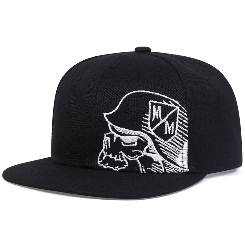 Unisex Skeleton Embroidery Baseball Cap Women Outdoor Sports Flat Hats Men Fashion Men Hip Hop Snapback Caps Sunscreen Hat - The Discount Plug