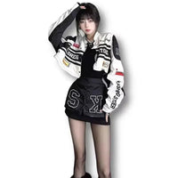 Vintage American Racing Motorcycle Baseball Jacket Outerwear Women's Autumn Thin Detachable Couple Set Stand Collar Full Sleeve - The Discount Plug