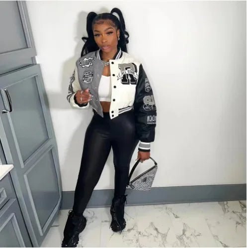 WB9121 Women's Screw Thread Ballpark Jacket Crew Neck Regular Fit Spring Autumn New Style Clothing From China Mainland - The Discount Plug