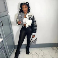 WB9121 Women's Screw Thread Ballpark Jacket Crew Neck Regular Fit Spring Autumn New Style Clothing From China Mainland - The Discount Plug