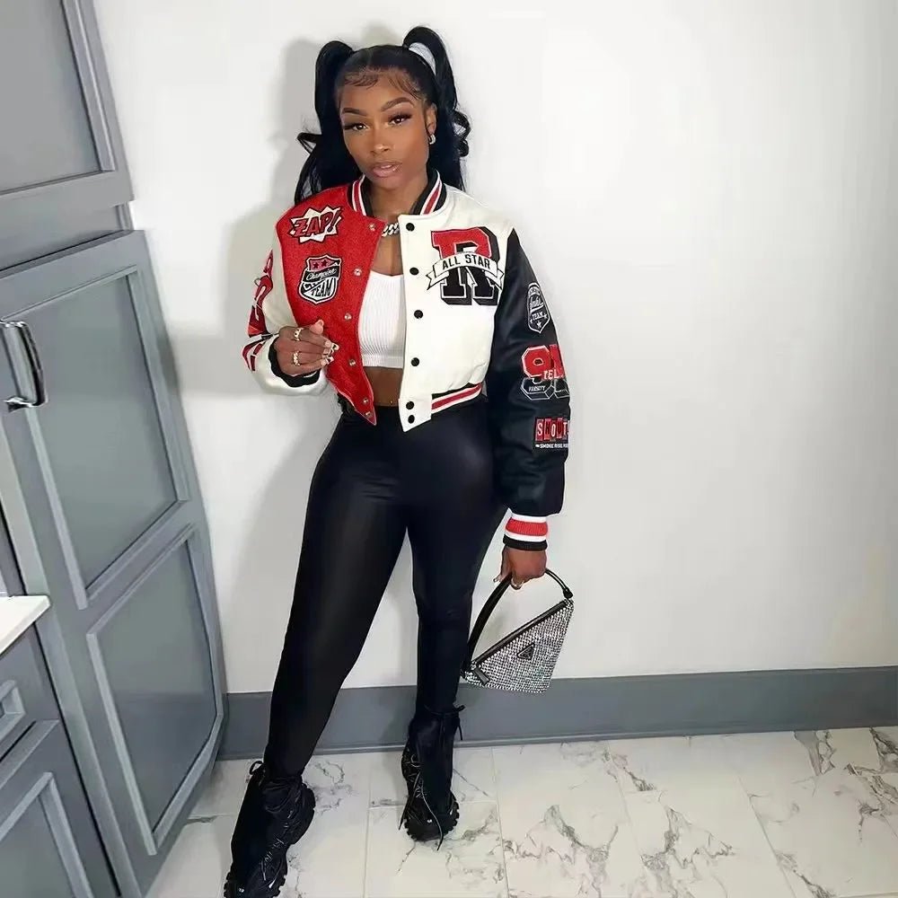 WB9121 Women's Screw Thread Ballpark Jacket Crew Neck Regular Fit Spring Autumn New Style Clothing From China Mainland - The Discount Plug