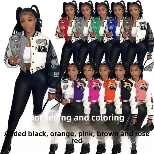 WB9121 Women's Screw Thread Ballpark Jacket Crew Neck Regular Fit Spring Autumn New Style Clothing From China Mainland - The Discount Plug