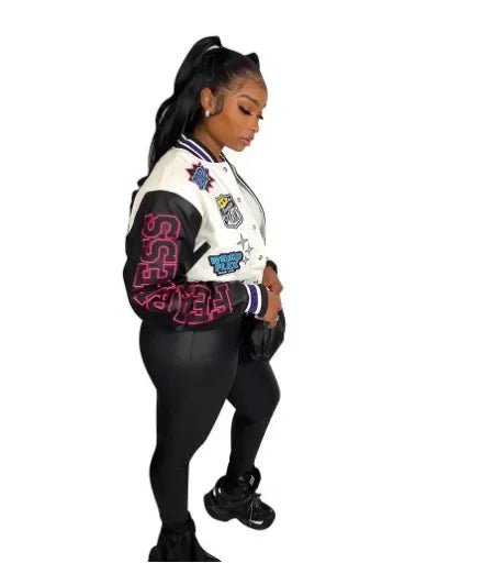 WB9121 Women's Screw Thread Ballpark Jacket Crew Neck Regular Fit Spring Autumn New Style Clothing From China Mainland - The Discount Plug