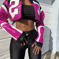 Weird Puss Faux Leather Varsity Jacket Women Hipster Letter Print Autumn Casual Sporty Wild Streetwear Uniform Trend Crop Coat - The Discount Plug