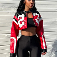 Weird Puss Faux Leather Varsity Jacket Women Hipster Letter Print Autumn Casual Sporty Wild Streetwear Uniform Trend Crop Coat - The Discount Plug
