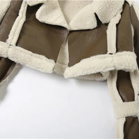 Weird Puss Furry Patchwork Women Crop Jacket Hipster Full Sleeve Open Stitch Hipster Streetwear Warm Outwear Basic Wild Coat - The Discount Plug