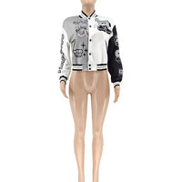 Winter Fall Jacket For Women Coat Trend O Neck Buttons Cropped Top Jacket Patchwork Baggy Blue Female Outerwear varsity jacket - The Discount Plug