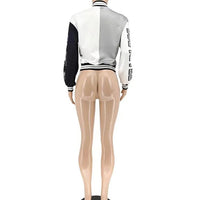 Winter Fall Jacket For Women Coat Trend O Neck Buttons Cropped Top Jacket Patchwork Baggy Blue Female Outerwear varsity jacket - The Discount Plug