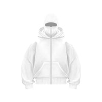 women's Men's and Balaclava Y2K Gothic Harajuku winter new item double hooded sweatshirt men's hooded mask zipper sportswear - The Discount Plug