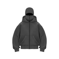 women's Men's and Balaclava Y2K Gothic Harajuku winter new item double hooded sweatshirt men's hooded mask zipper sportswear - The Discount Plug