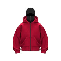 women's Men's and Balaclava Y2K Gothic Harajuku winter new item double hooded sweatshirt men's hooded mask zipper sportswear - The Discount Plug