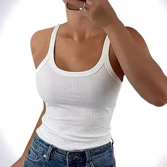 Y2K Slim Tank Tops Summer Lady Backless Solid Color Stretch Streetweaer Vests SSFZC - 2501 - The Discount Plug